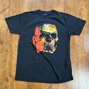 Punk Grunge Goth tattooed Skull print black graphic tee,‎ Item 395